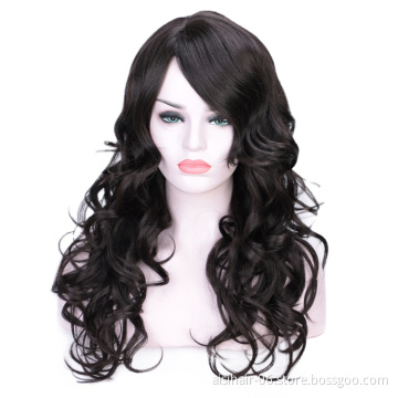 Heat Resistant Synthetic Long Wavy Black Body Wave Cosplay Party Fashion Fiber Hair Wig For Black Women Wigs